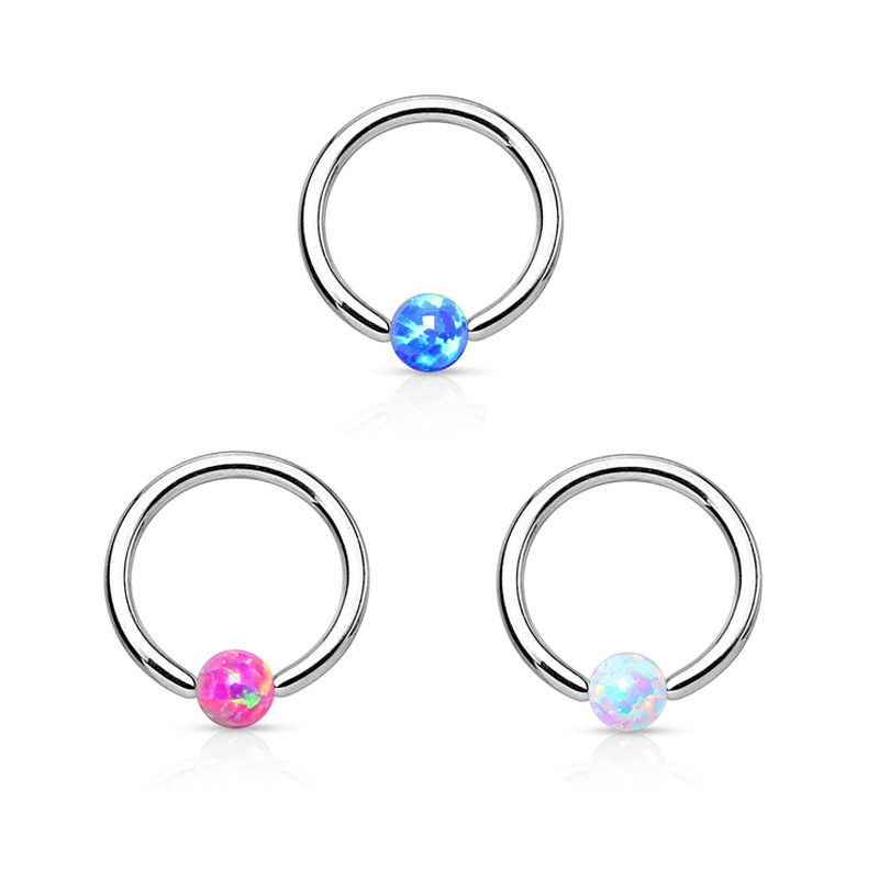 Captive Ball Ring with Opal
