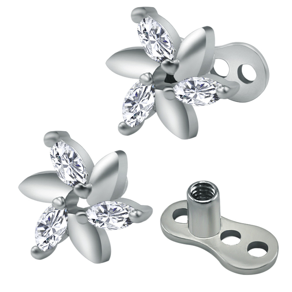 Dermal Piercing Anchor with CZ