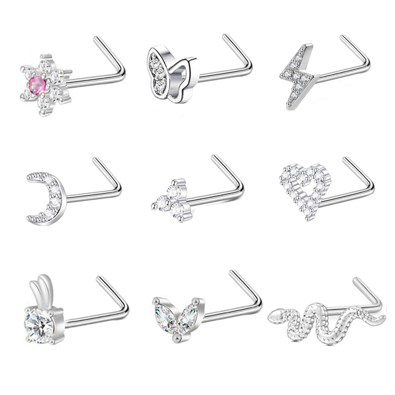 316L Stainless Steel L-shaped Nose Stud