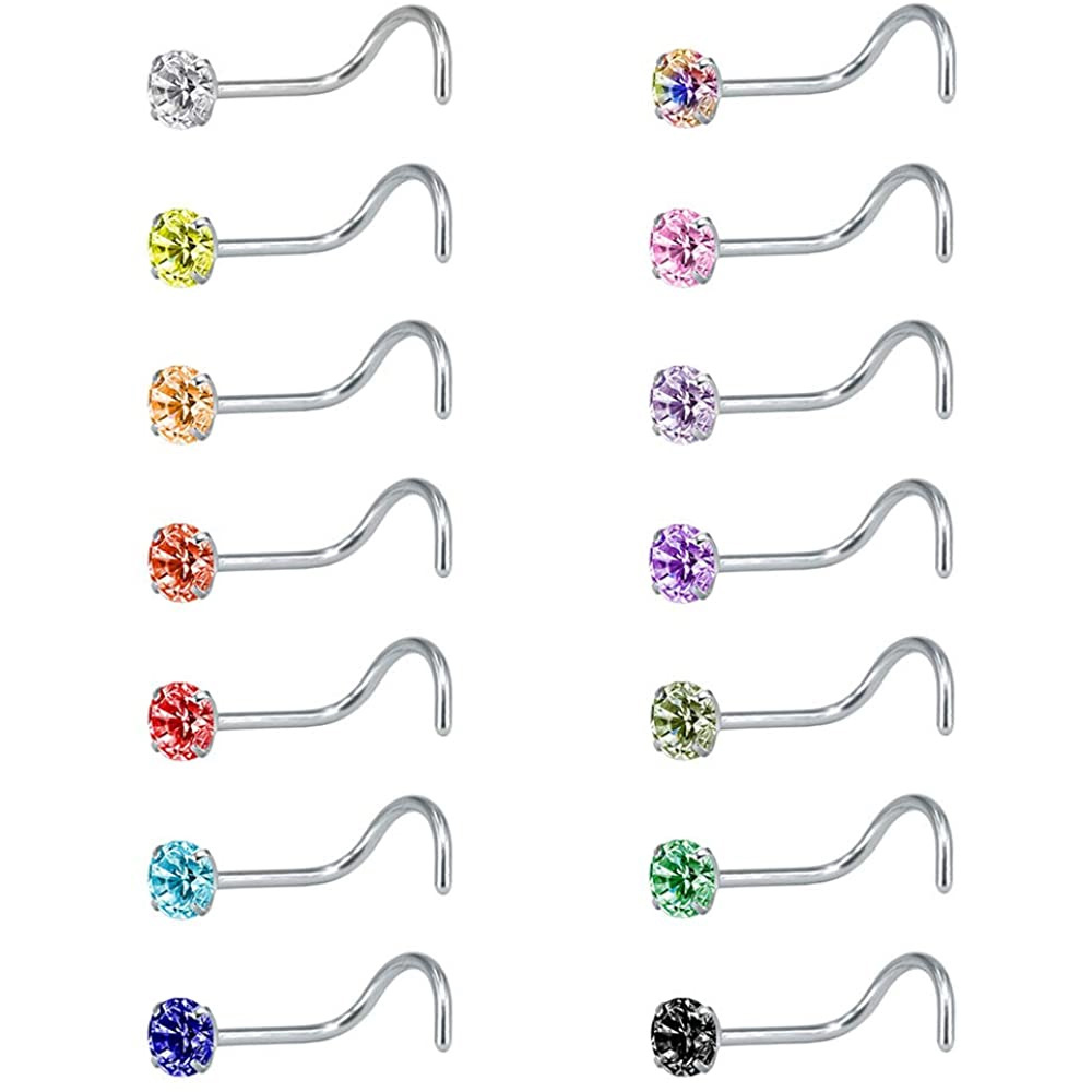 Nostril Screw with Colorful CZ