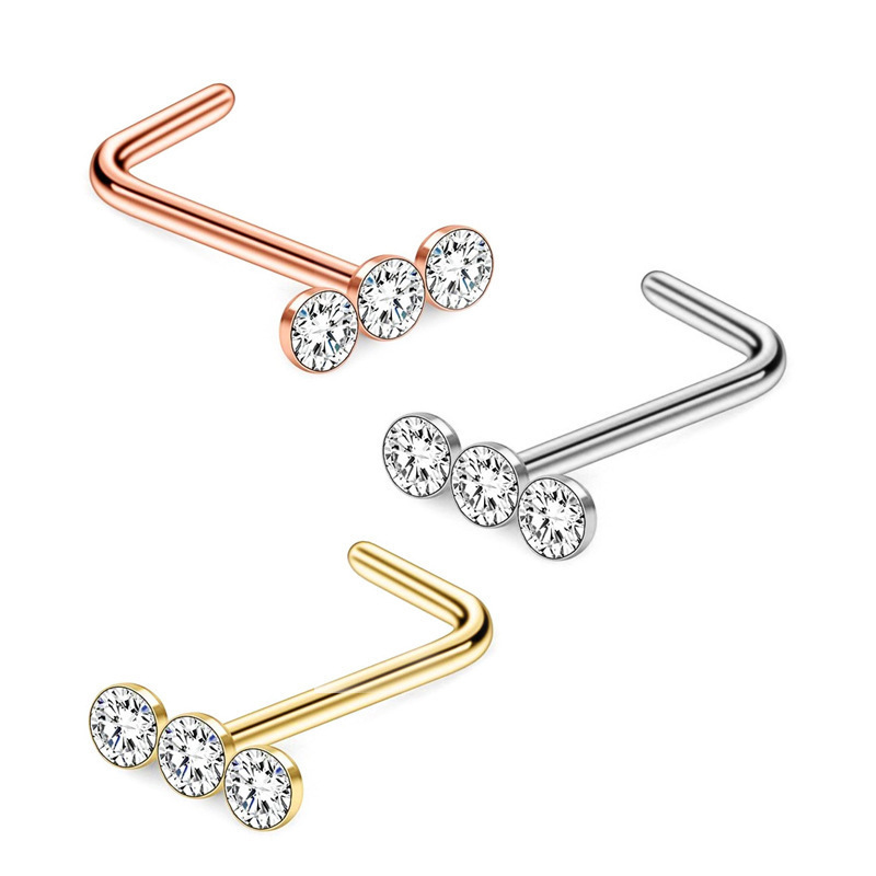 L-shaped Nose Stud with Chic CZ