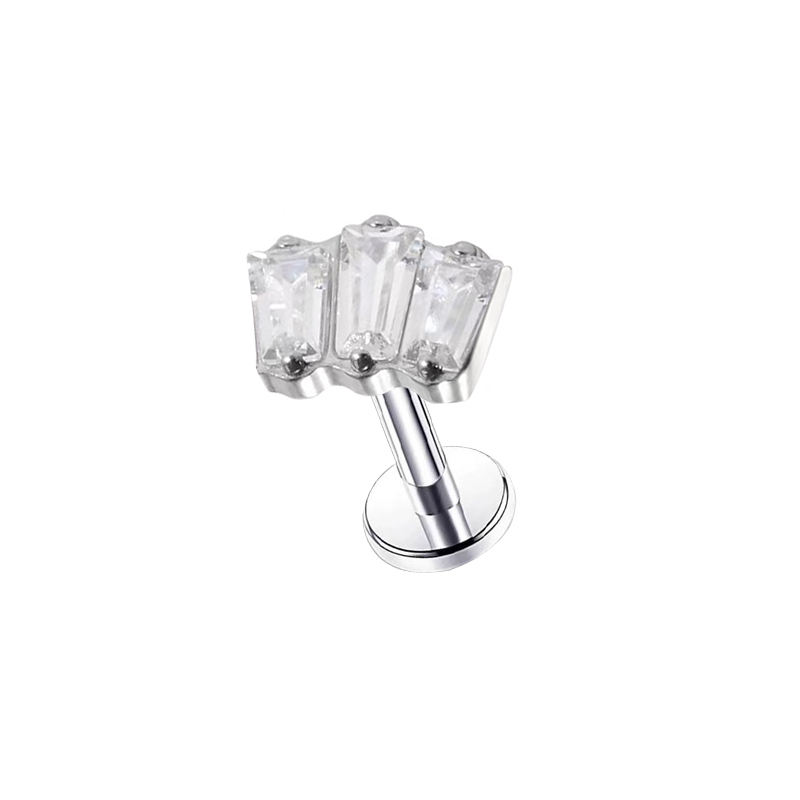 Internal Threaded Piercing Stud with CZ