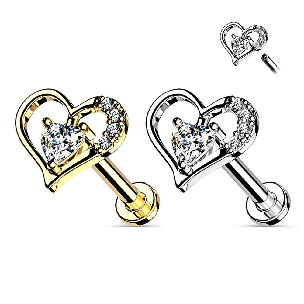 Heart Shaped Piercing Stud