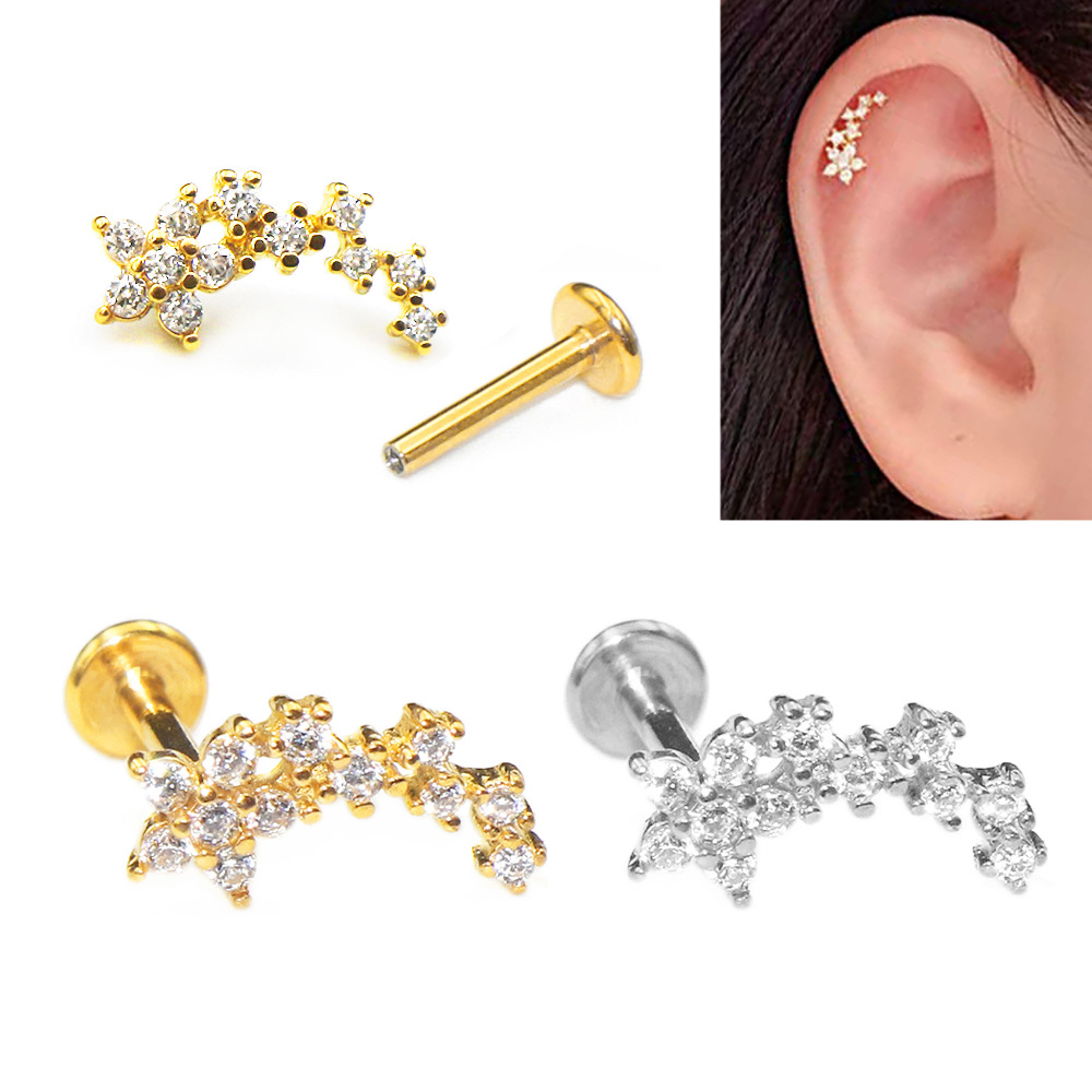 Labret and Ear Stud with CZ