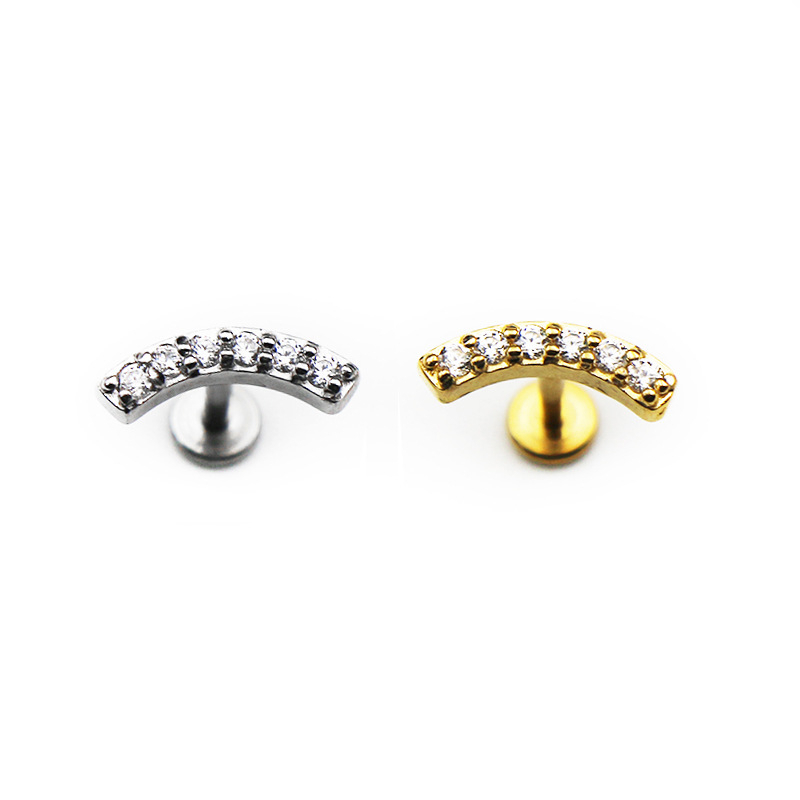 Ear and Lip Stud with CZ Top