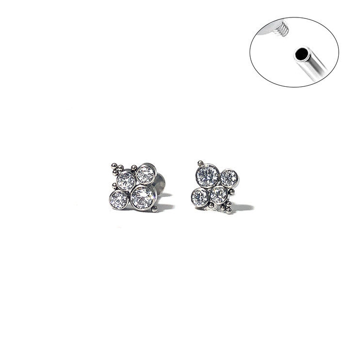 Internal Threaded Ear Stud with Chic CZ