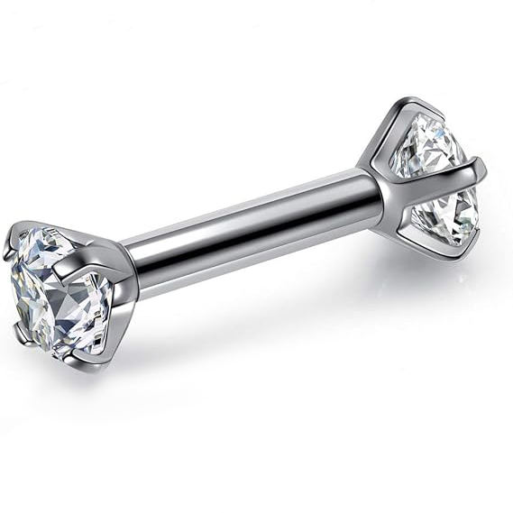 Straight Piercing Barbell with CZ