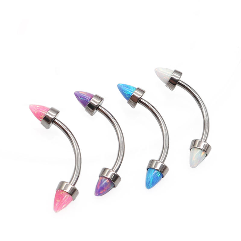 Curved Piercing Barbell with Opal