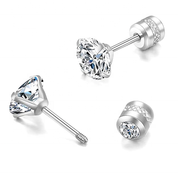 F136 Titanium Ear Stud with CZ