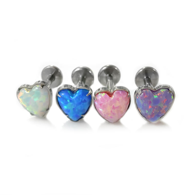 Piercing Stud with Heart-shaped Opal