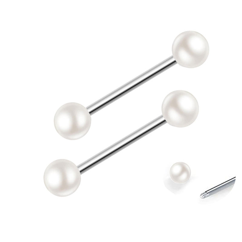 Industrial and Nipple Barbell with Pearl