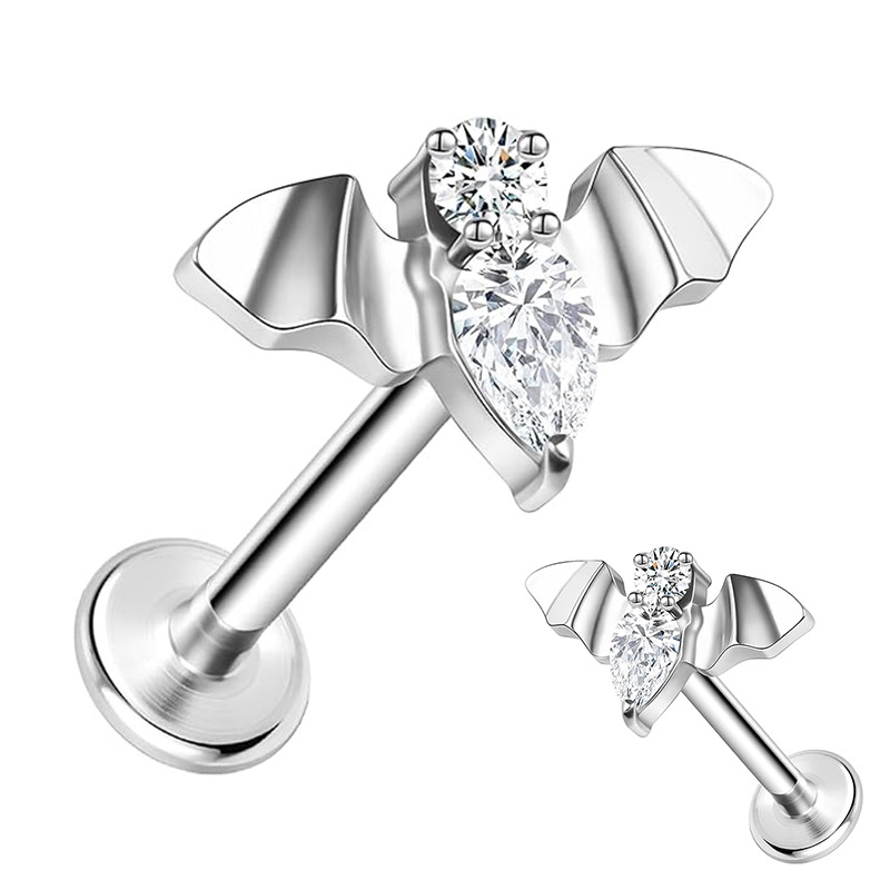 Bat-shaped Ear Stud with CZ