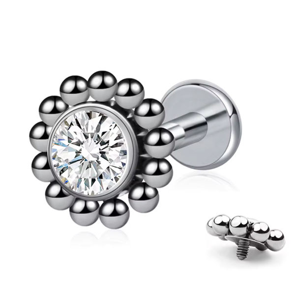 F136 Titanuim Piercing Stud with Chic CZ