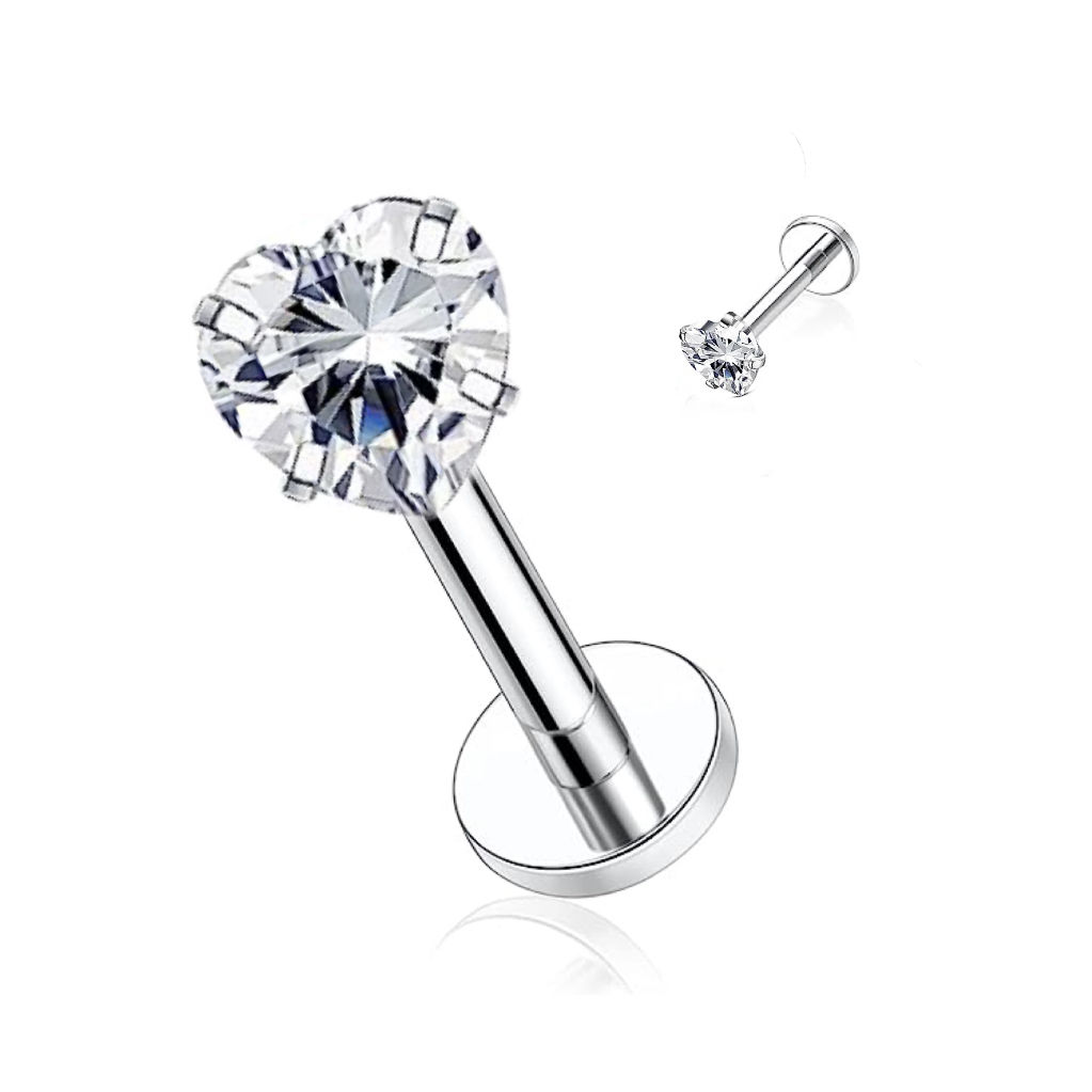 Ear Stud with Heart-shaped CZ