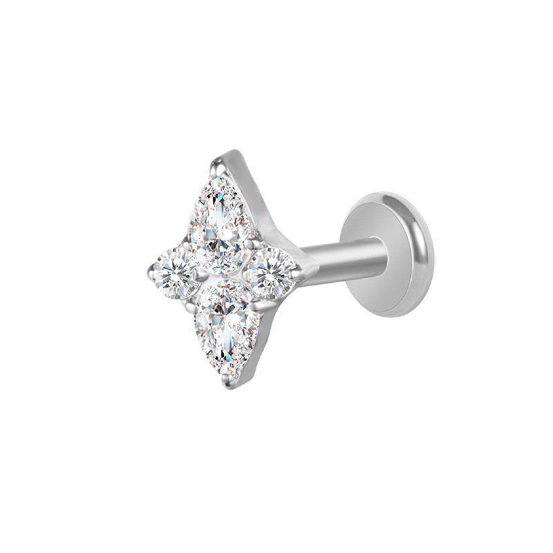 Ear and Lip Stud with CZ