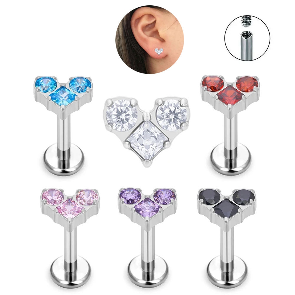 Ear and Lip Stud with CZ