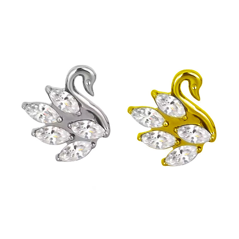 Swan-shaped Ear and Lip Stud