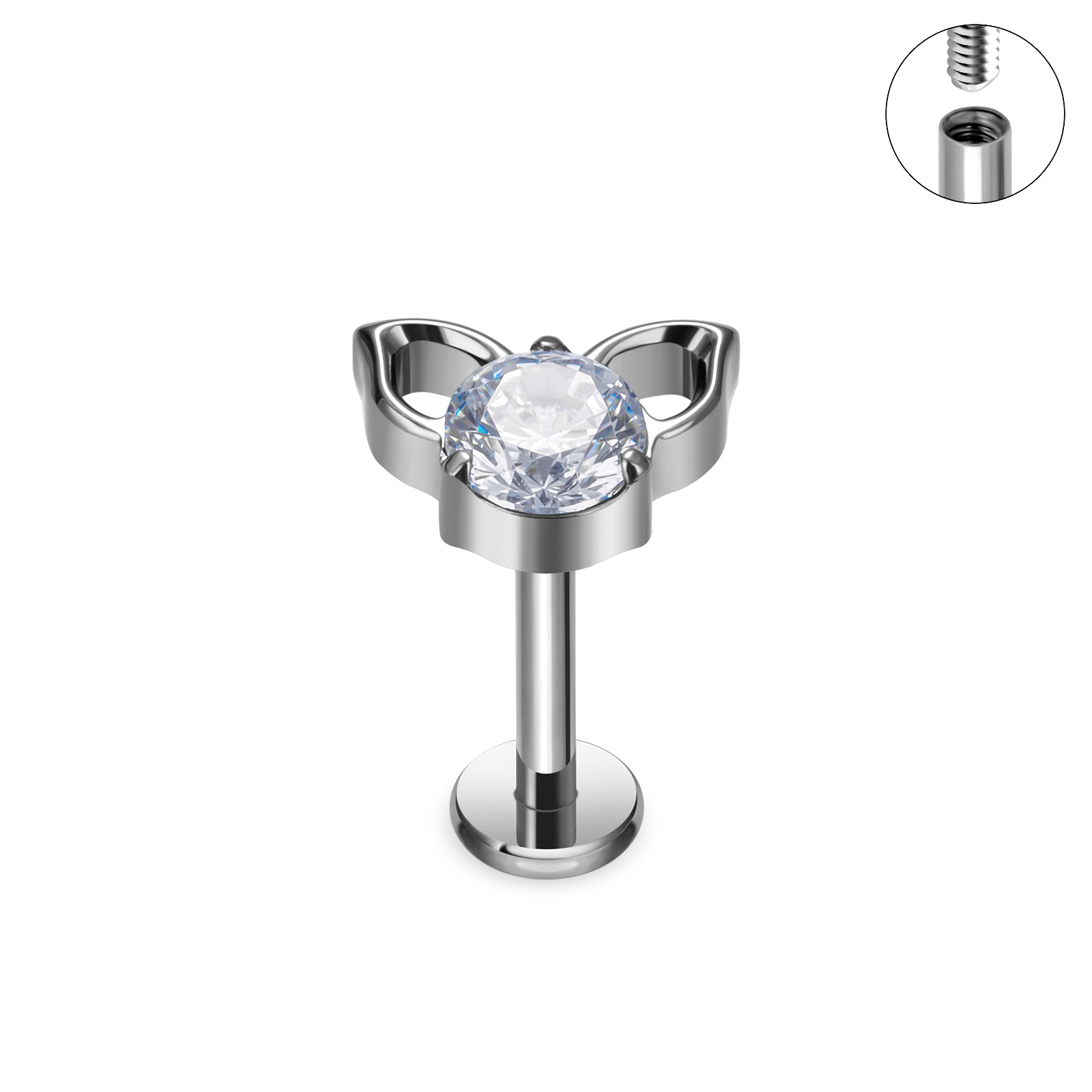 Ear and Labret Stud with CZ