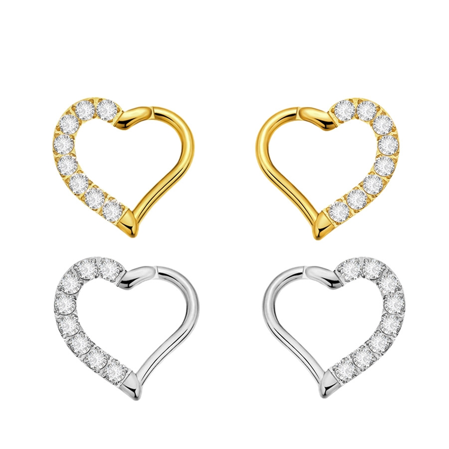 Heart-shaped Ear Huggies with CZ