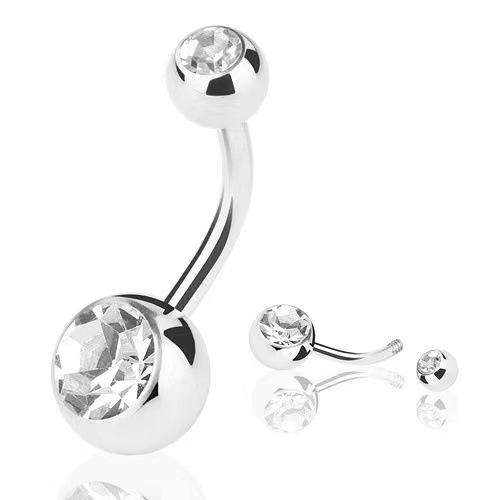 External Threaded Navel Ring with CZ