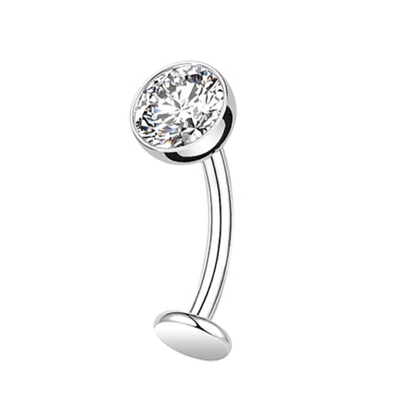 Threadless Navel Ring with CZ