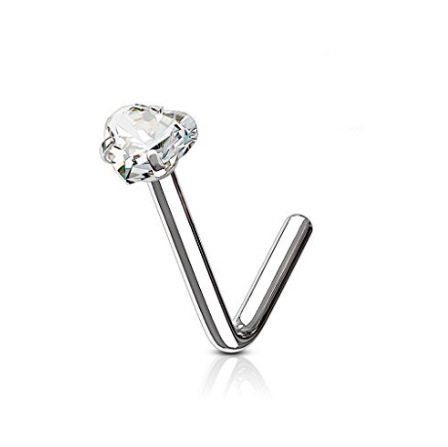 L-bend Nose Stud with Heart Top