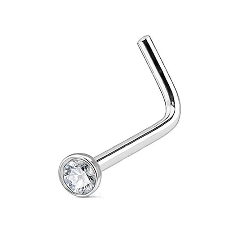 L-bend Nose Stud with CZ