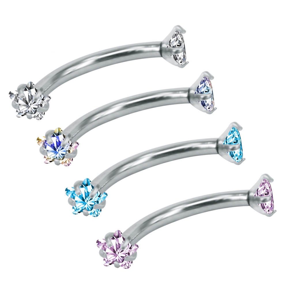 Curved Piercing Barbell with CZ