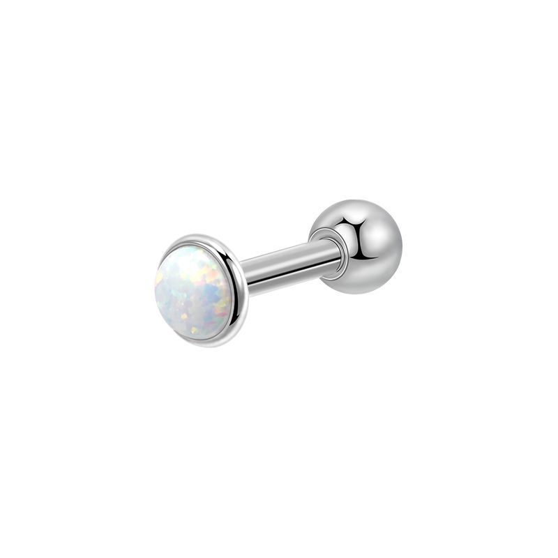 Silver-color Ear Stud with Opal