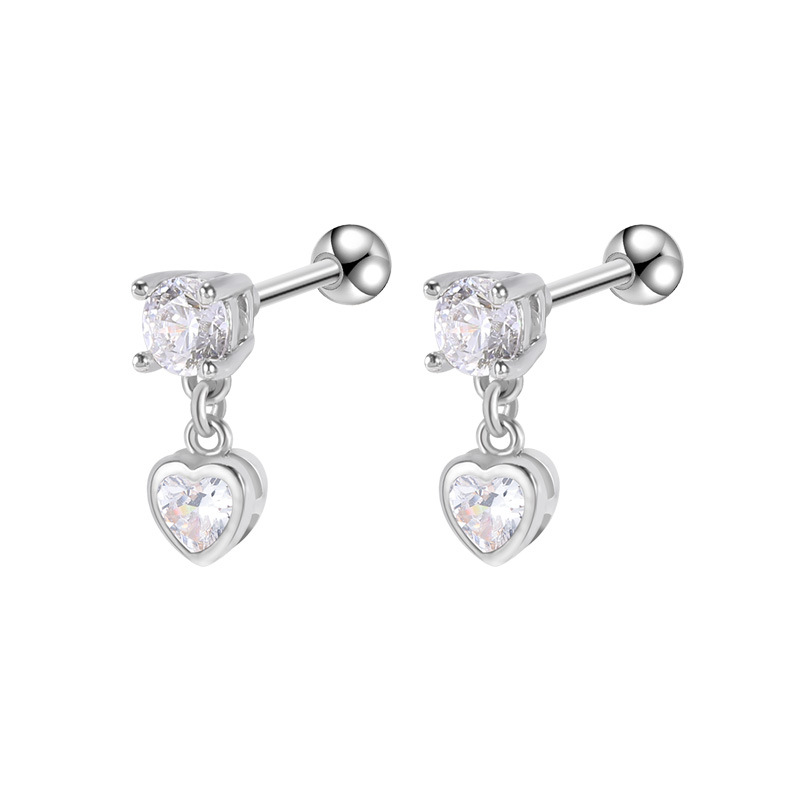 Ear Stud with Heart-look Dangle