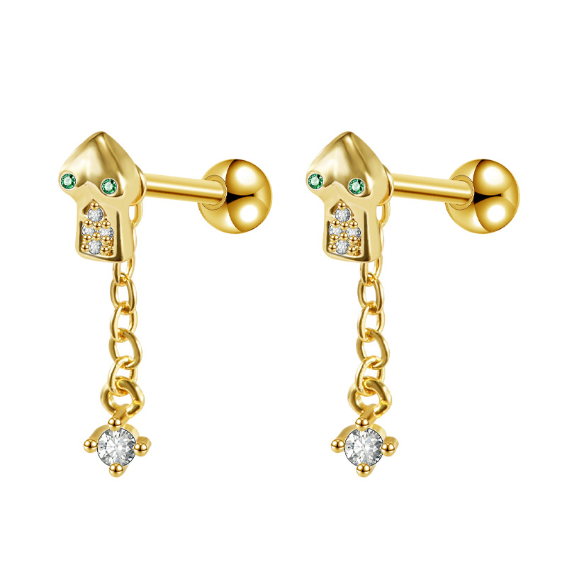 Robot-look Ear Stud with Dangle