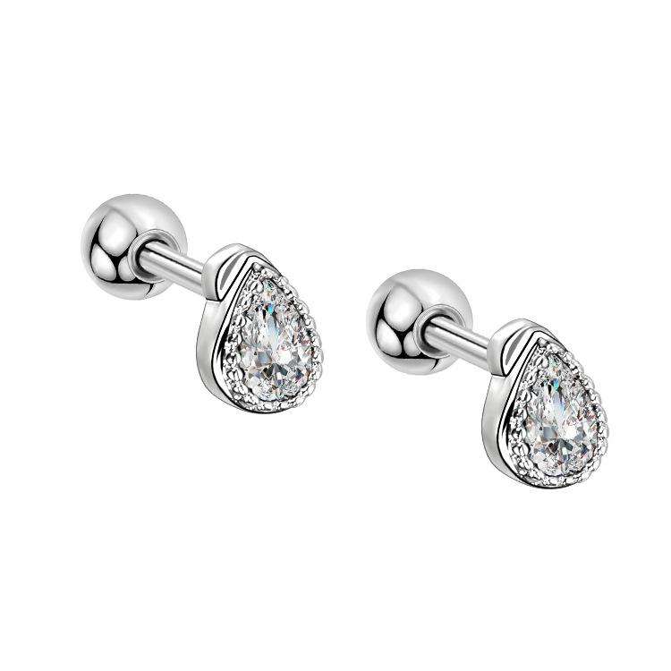 Ear Stud with Waterdrop CZ