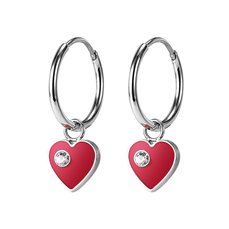 Ear Huggies with Heart Dangle