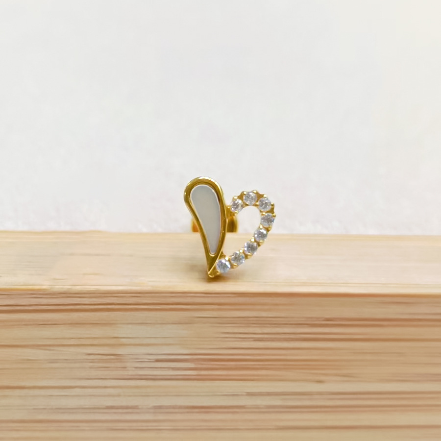 Ear and Lip Stud with Heart Top