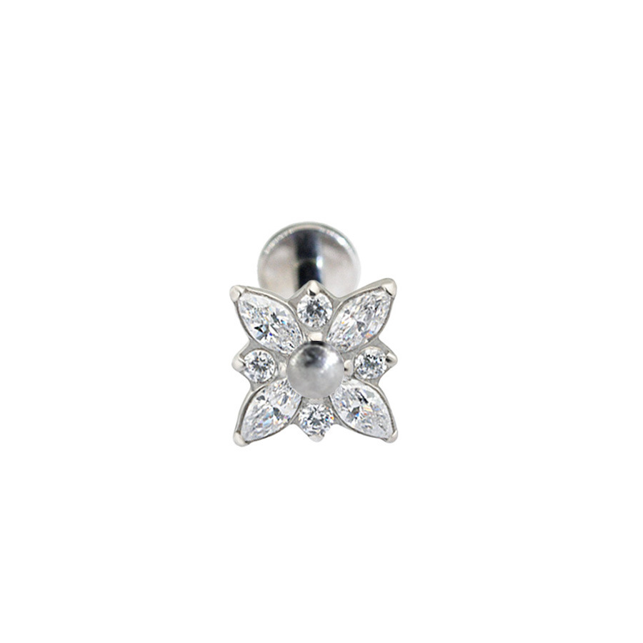 Threadless Labret Stud with CZ