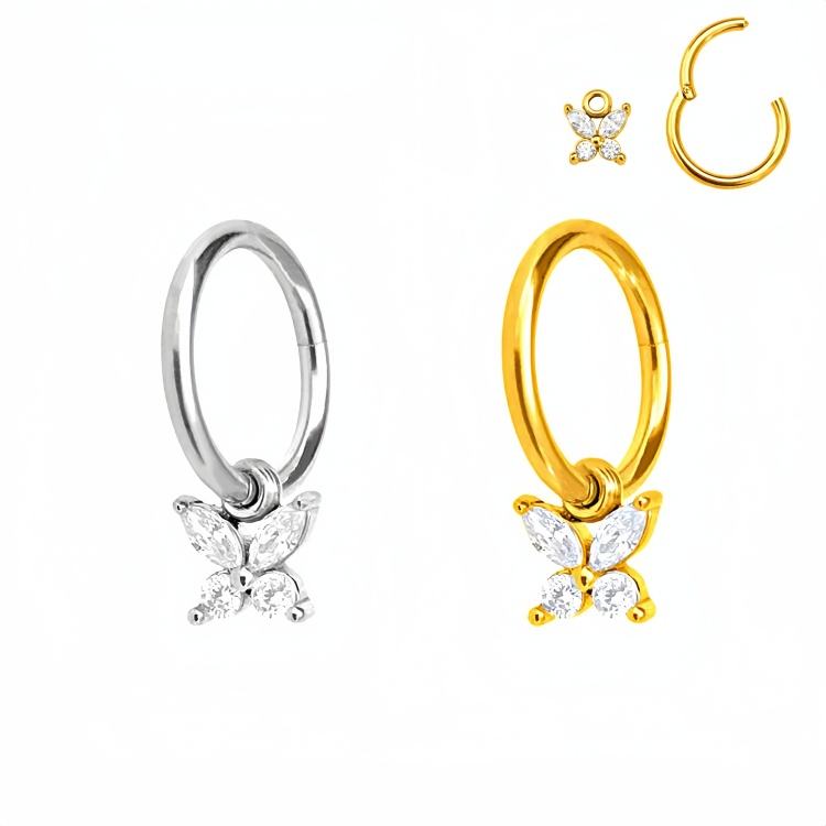 Hinged Segment Ring with Butterfly Dangl