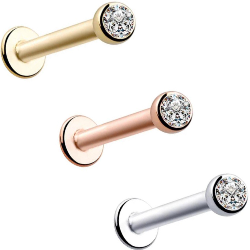 Ear and Labret Stud with Rhinestone