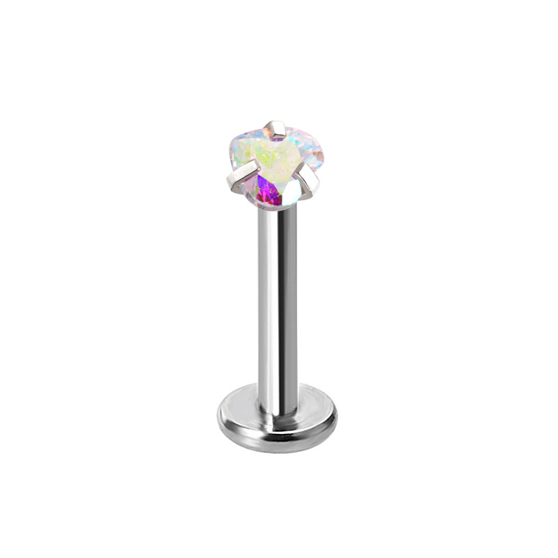 Labret Stud with Heart CZ