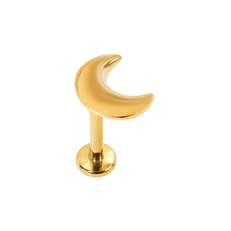 Ear and Lip Stud with Moon Top