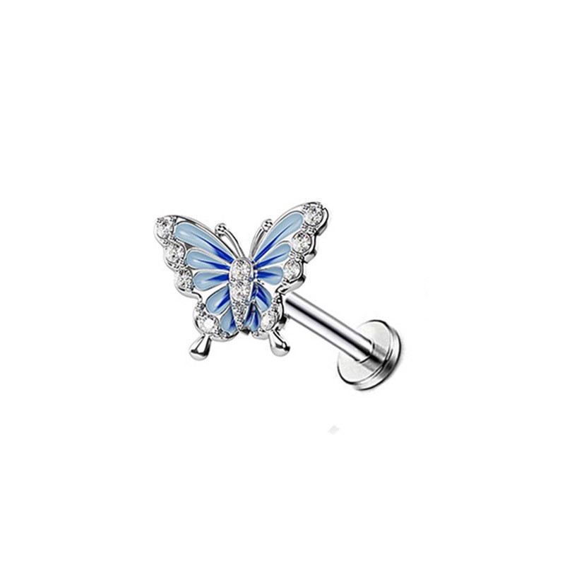 Ear and Lip Stud with Butterfly Top