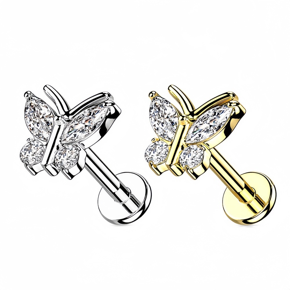 Butterfly-top Ear and Lip Stud