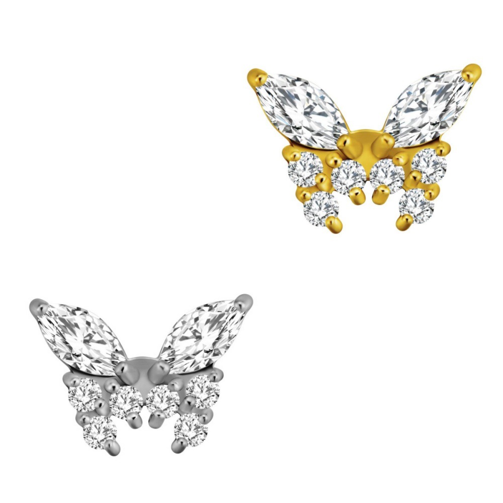 Butterfly-top Ear and Lip Stud