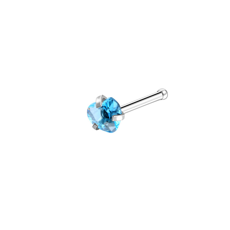 Nose Bone Stud with Heart CZ