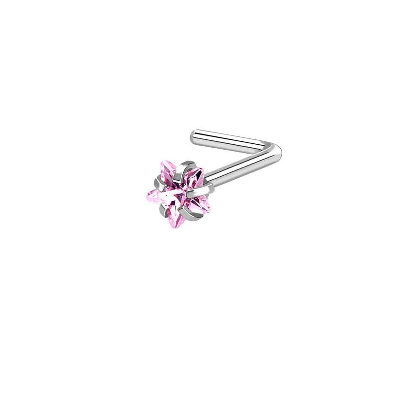 L-shaped Nose Stud with Star CZ