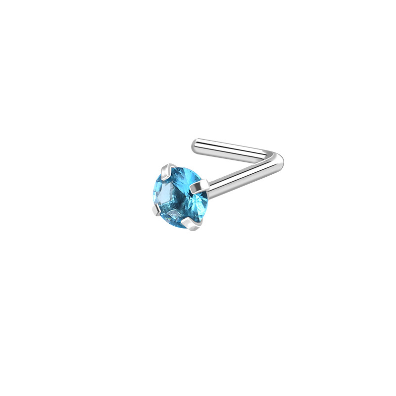 L-shaped Nose Stud with Round CZ