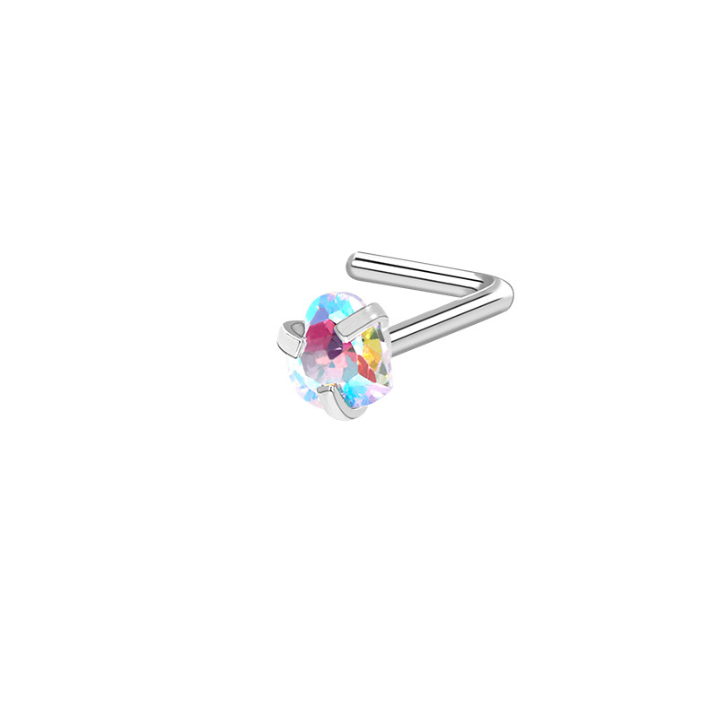 L-shaped Nose Stud with Heart CZ