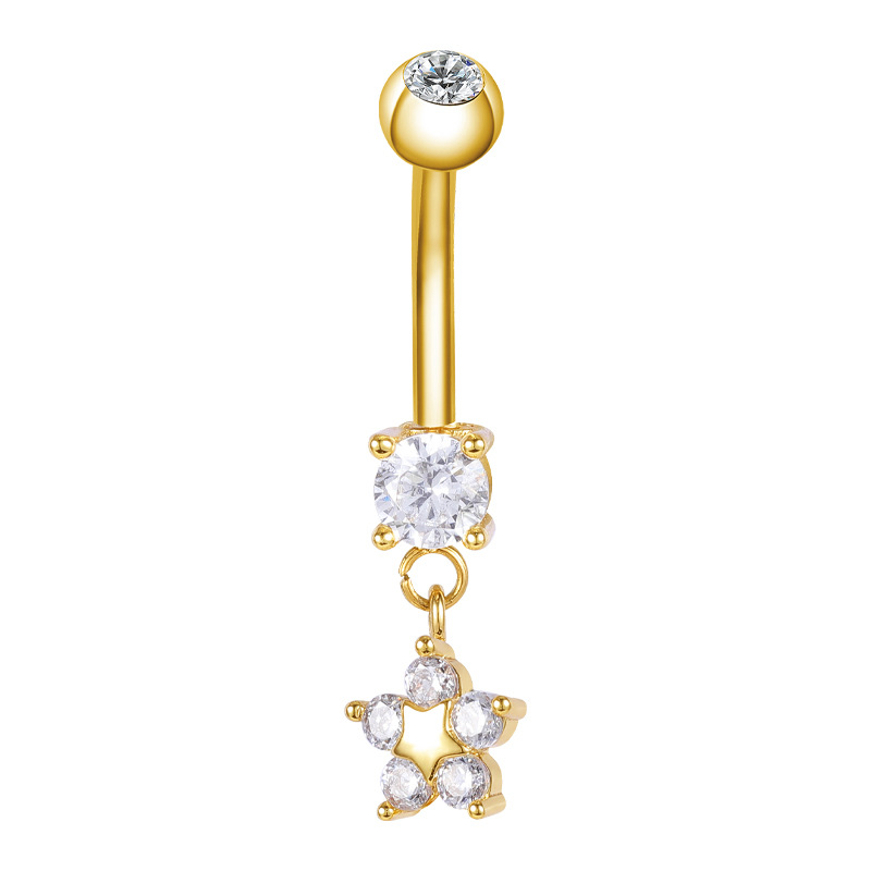 Belly Button Bar with CZ Dangle