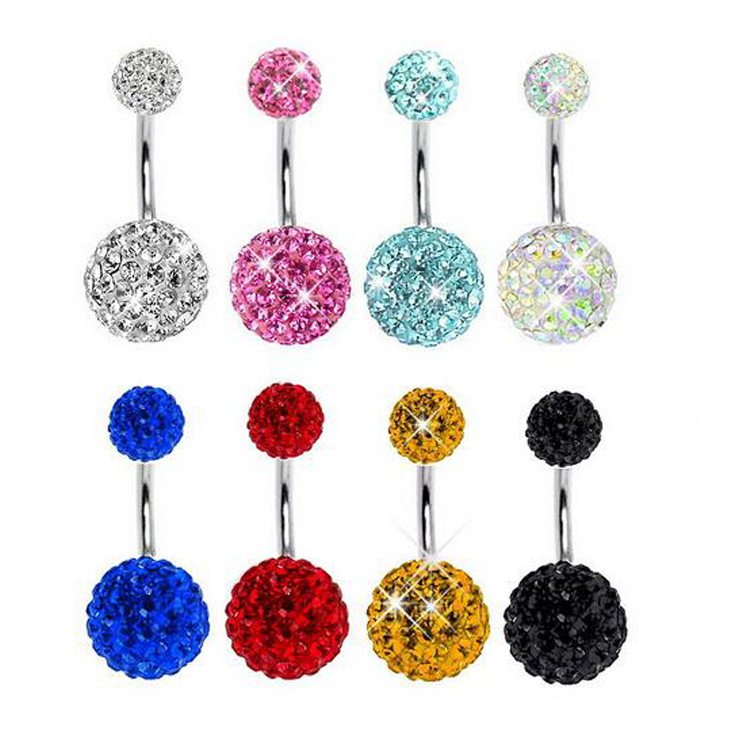 Belly Button Ring with Crystal Ball