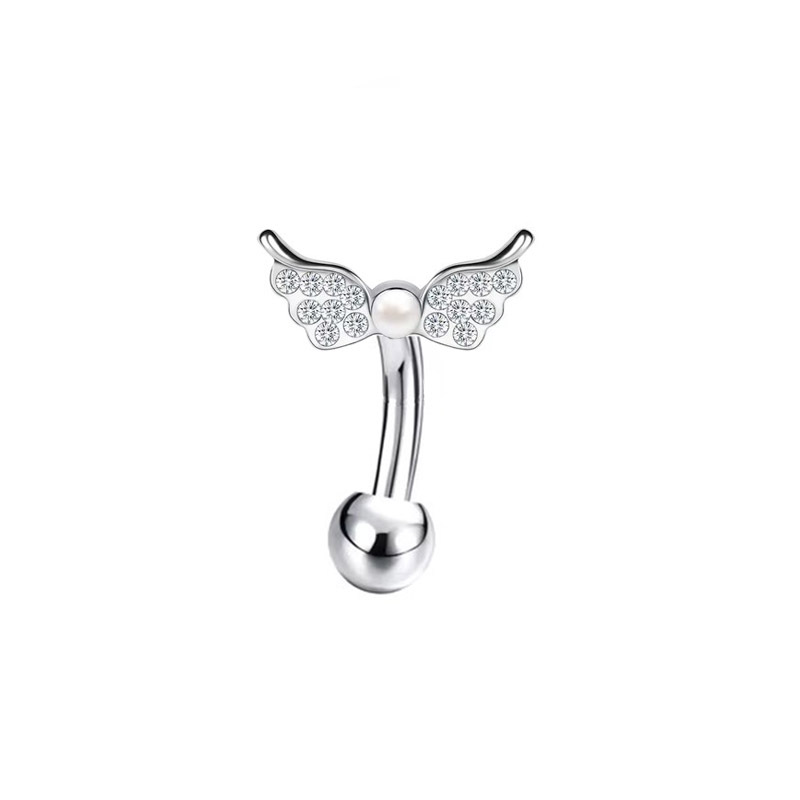 Belly Button Bar with CZ and Opal