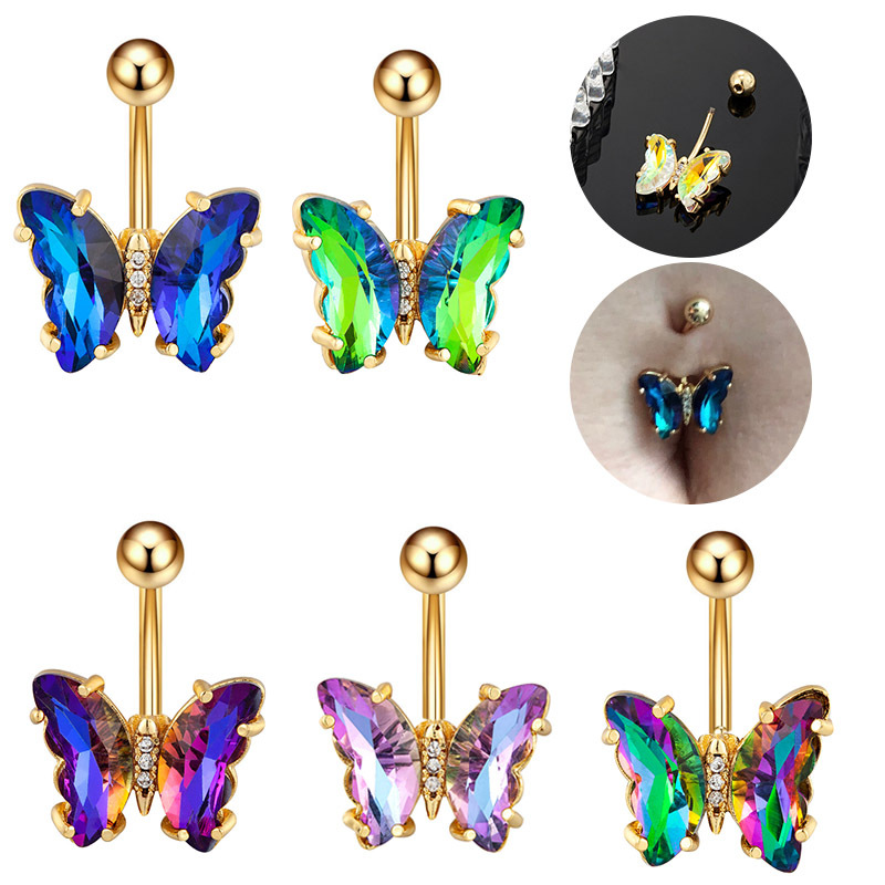 Colorful Butterfly Look Navel Ring